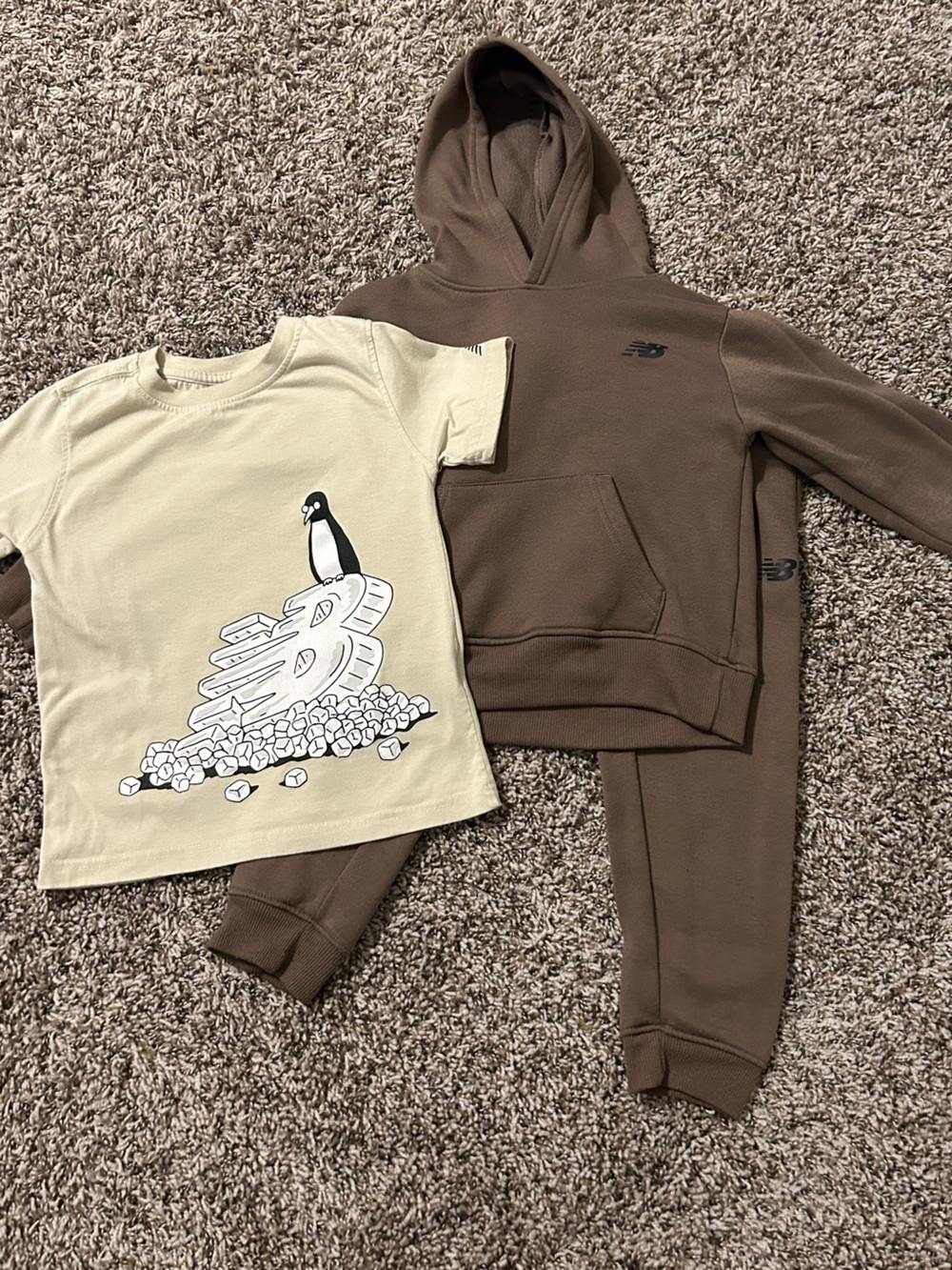 New Balance Brown Hoodie with Cream Graphic Tee